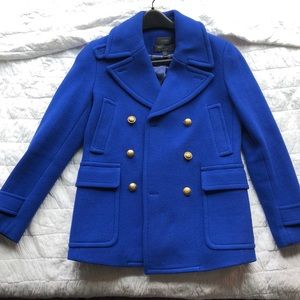 J Crew stadium cloth cobalt blue peacoat